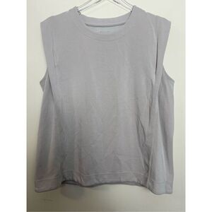 Athleta Seasoft Tank Sweatshirt Large Abalone Gray Cream Ecru Casual Travel Athl